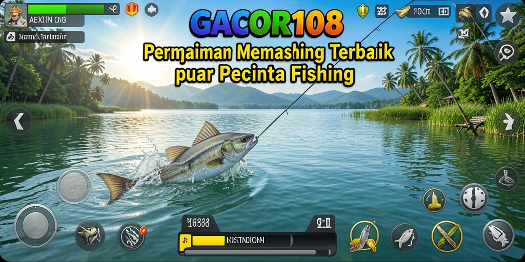 Tampilan gameplay GACOR108 yang menampilkan aksi memancing seru.