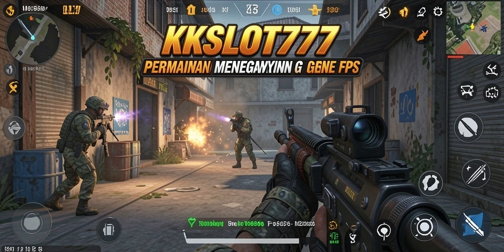 Tangkapan layar KKSLOT777 menampilkan aksi tembak-menembak yang intens.