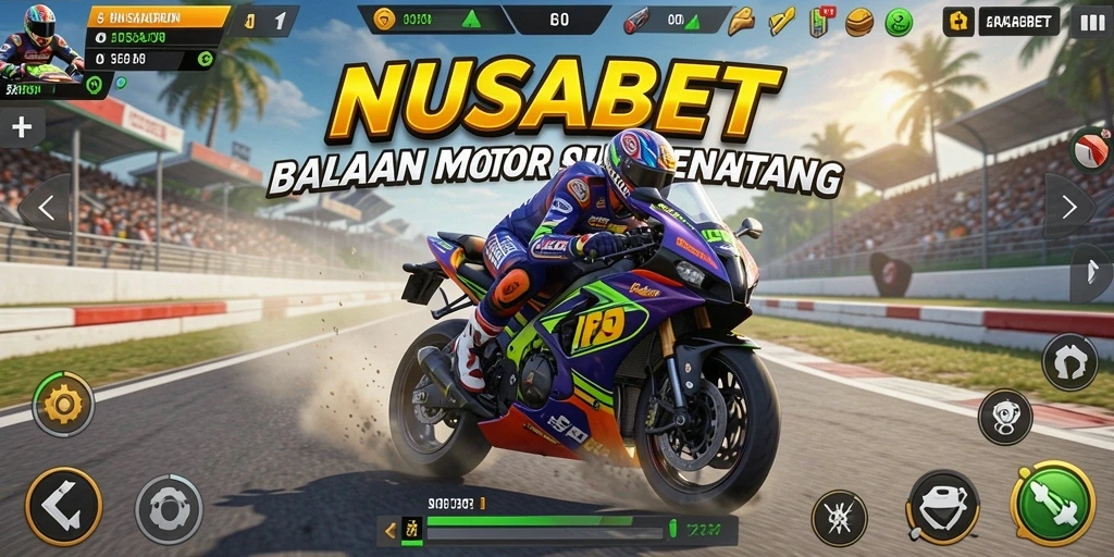 Tampilan gameplay memukau dengan motor balap yang menantang.