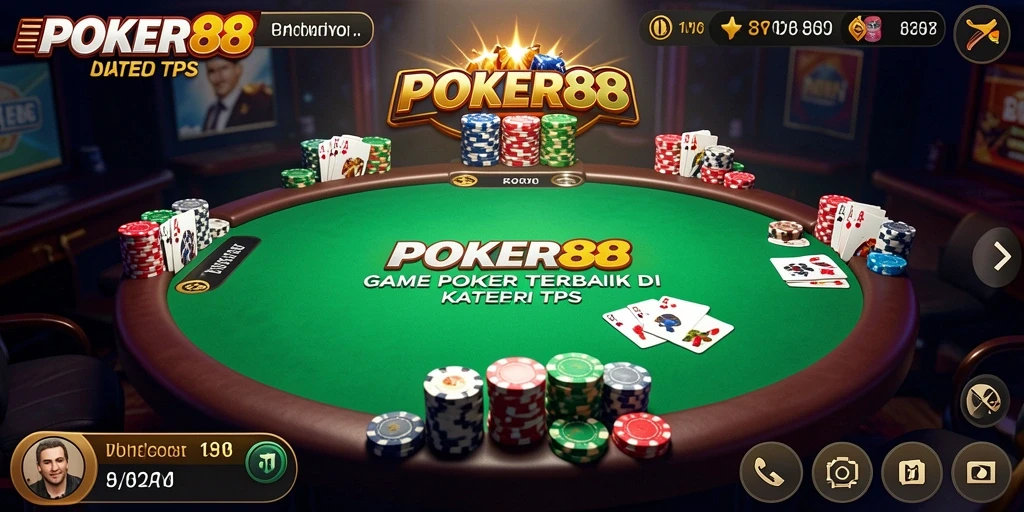 Screenshot utama POKER88 menampilkan gameplay poker yang seru dan atraktif.